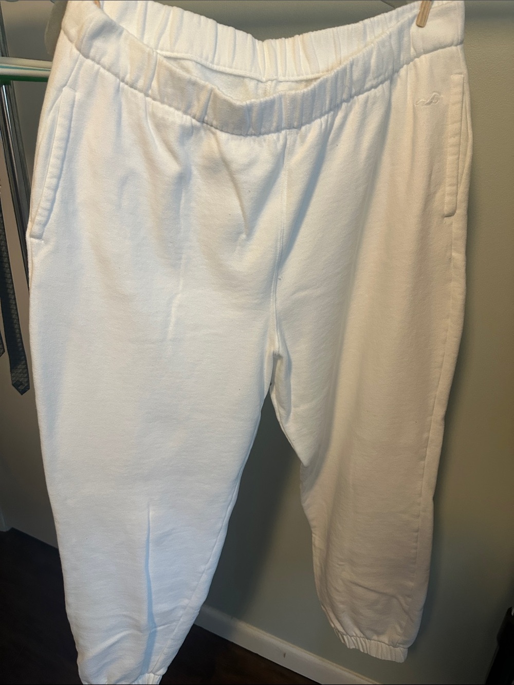Hollister White Fleece Jogger Pants